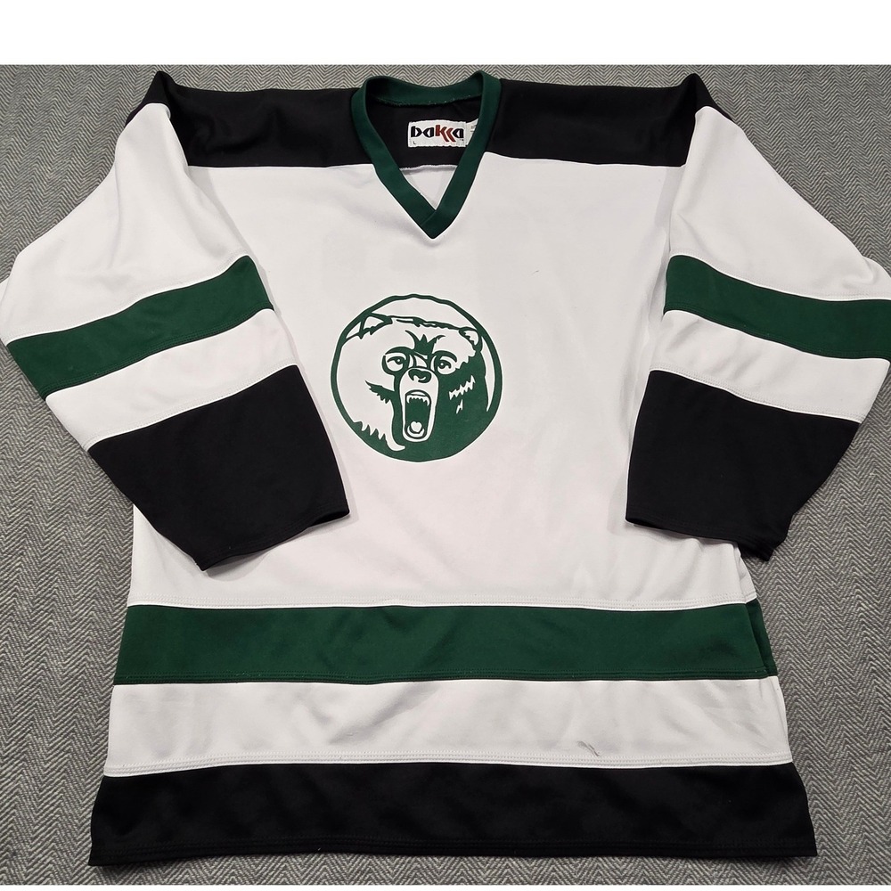 Bakka Hockey Jersey White Black Green Bear Graphic‎ Number 12 Mens Large